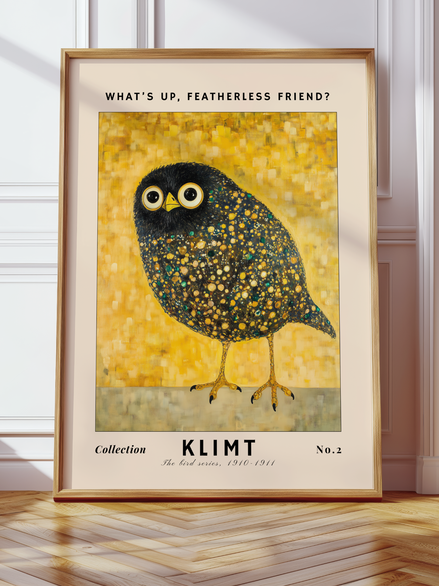 [Schwarzer Vogel im Stil von Klimt] What's up, featherless friend?